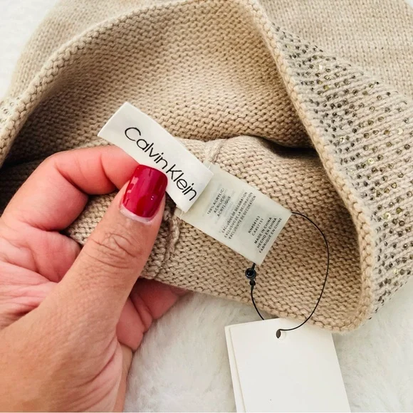 Calvin Klein Tan Knit Beanie - Picture 5 of 5